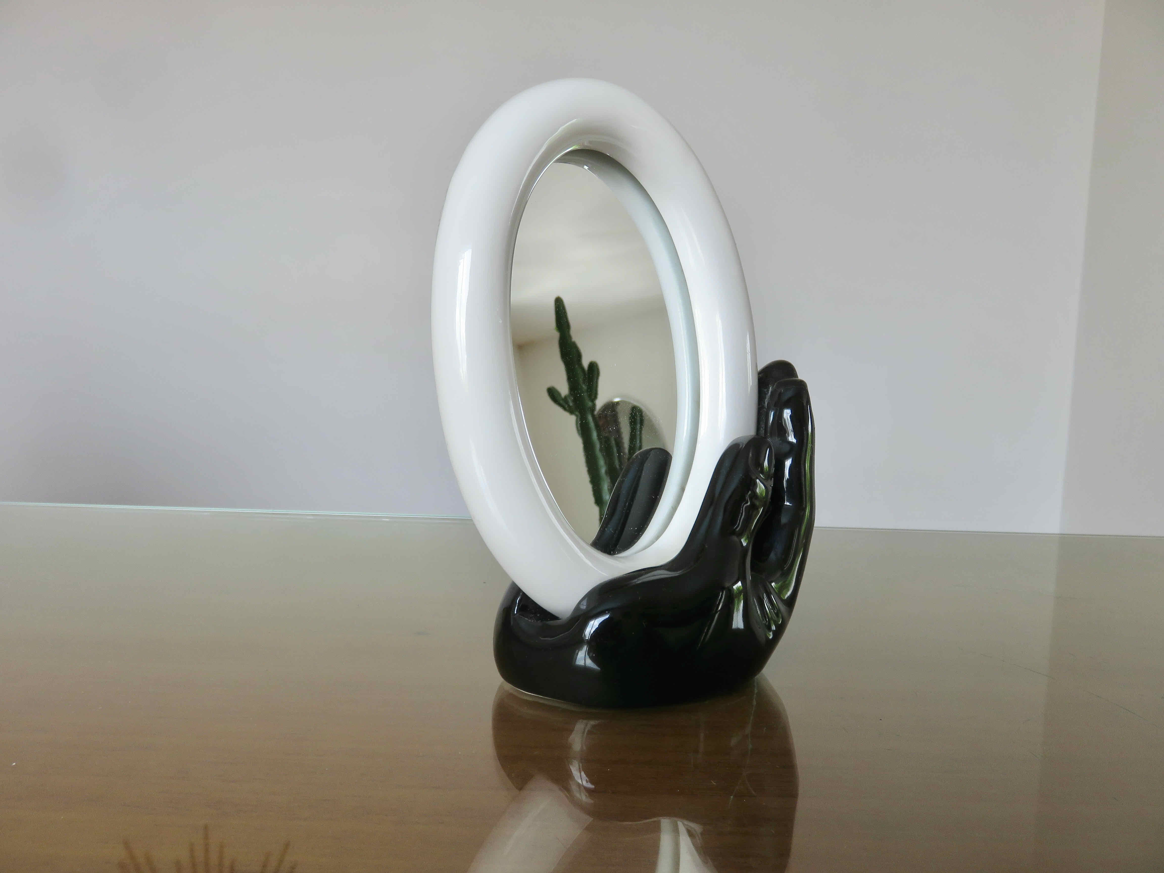 Ceramic mirror "hand holding mirror" 1980