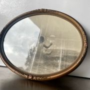 Cadre ovale en bois antique 32 cm x 25 cm