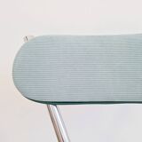 Old chrome metal and blue velvet chair