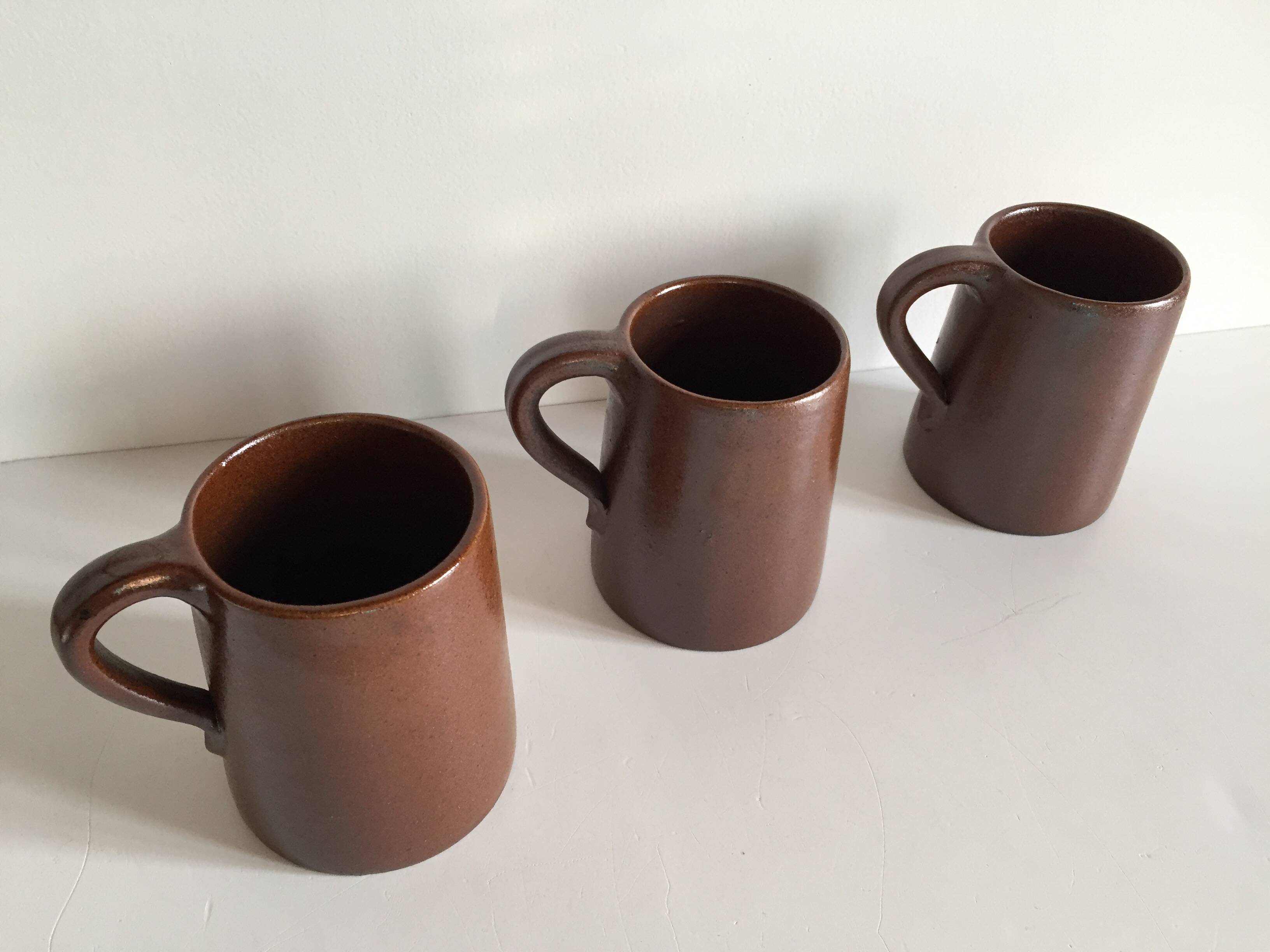 3 vintage marais stoneware mugs
