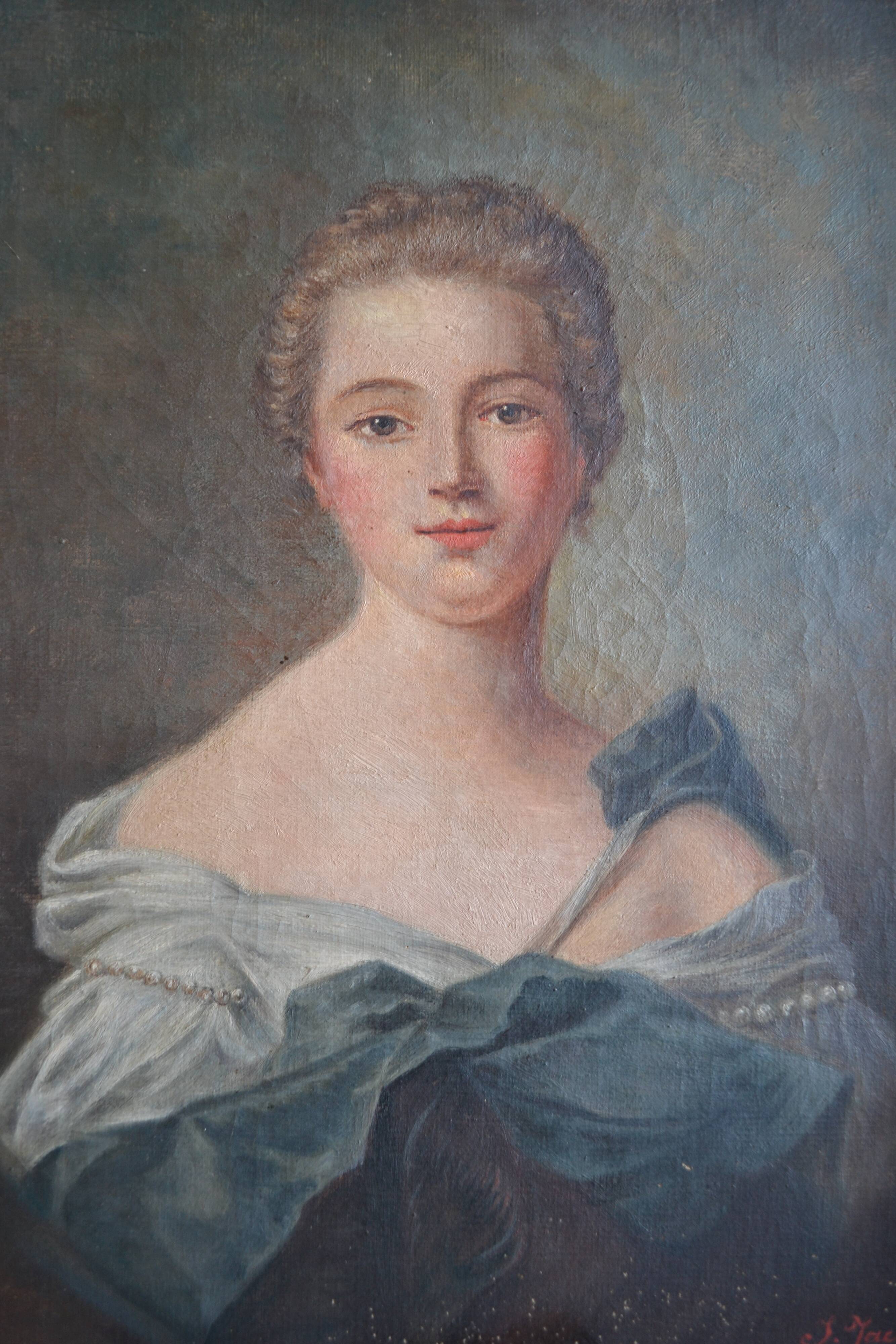 Portrait of Madame de Pompadour as Diana after Nattier painting HST