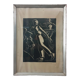 Linocut skating art deco painting - vintage sport - ice skates