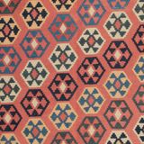 Vintage Kilim Runner Rug in Red, Blue & Terracotta Flatweave 323x218cm