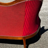 Louis XV style canapé in moulded wood – red velvet fabric – 19th century