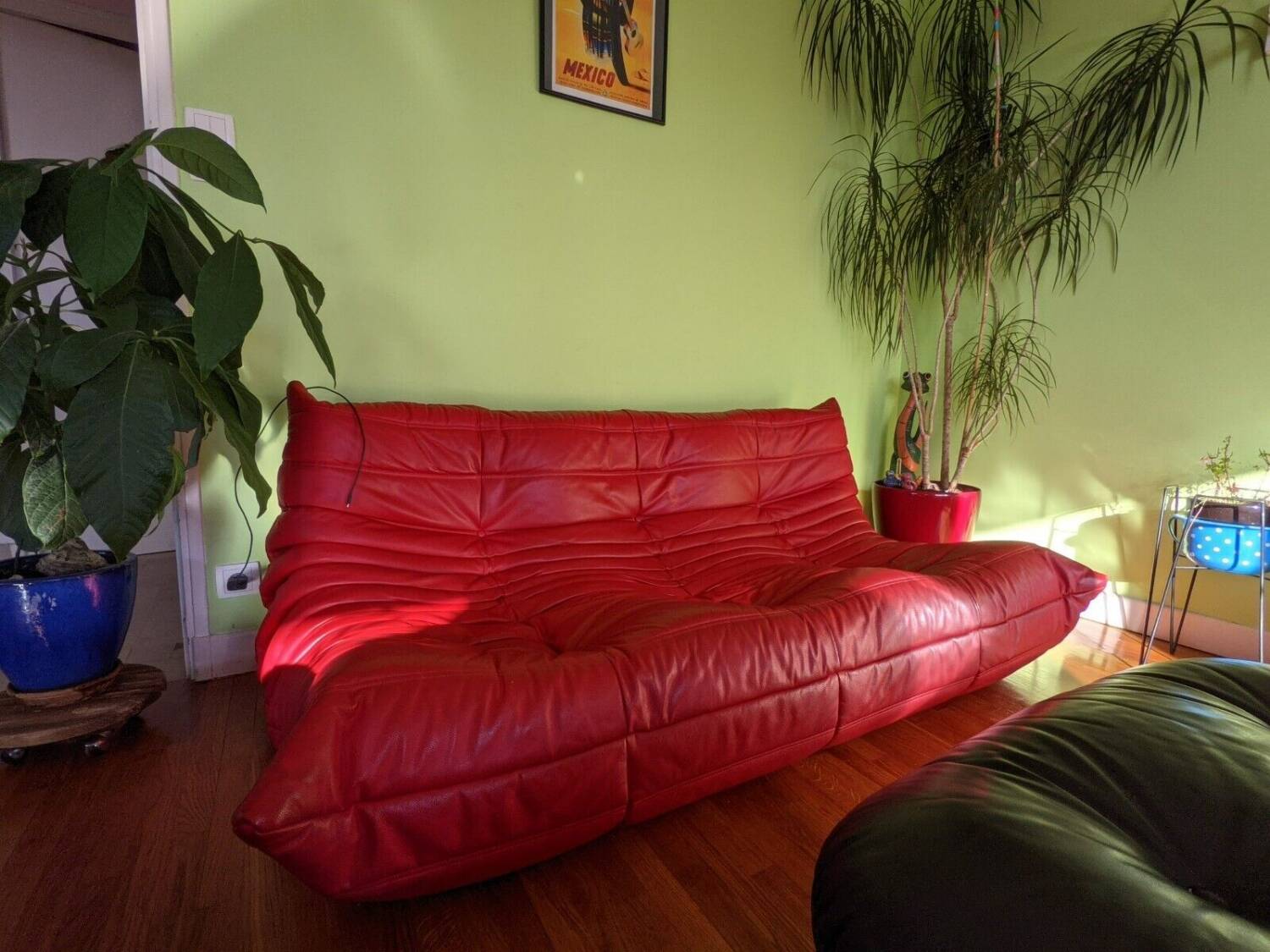 LIGNE ROSET Togo Sofa Indiana Red Leather Michel Ducaroy