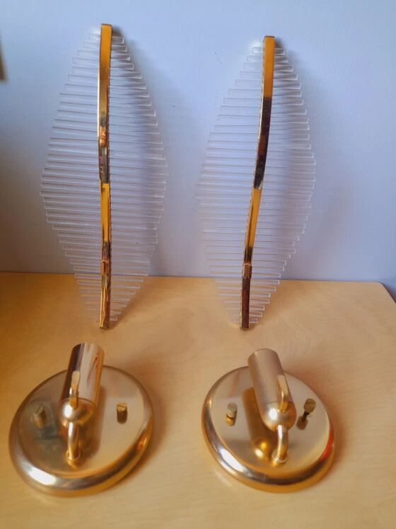 Pair of Leaf Wall Sconces in Murano Glass, Gaetano Sciolari for Venini
