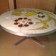 Round vintage coffee table with ceramic tray - 70s
