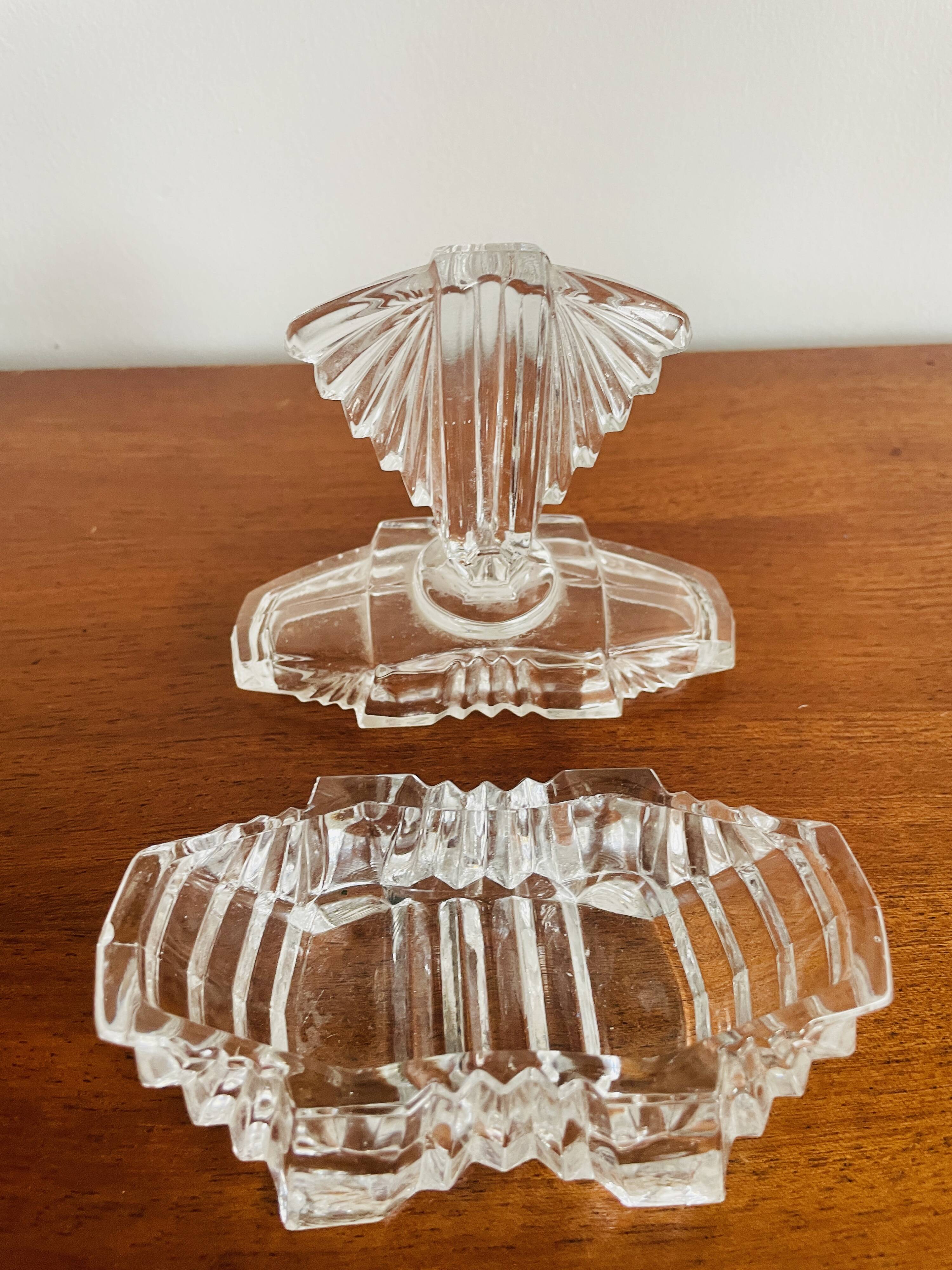 Art Deco glass jewelry box from the 1930s