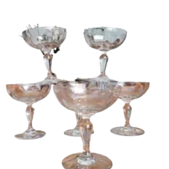 6 19th century crystal champagne glasses