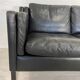 Vintage danish black leather 3 person stouby sofa