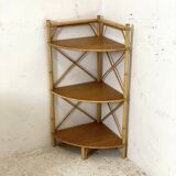 Vintage rattan corner shelf 1960