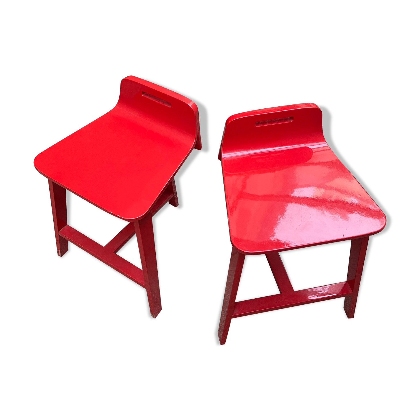 Set of two red design stools