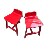 Set of two red design stools