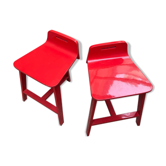 Set of two red design stools