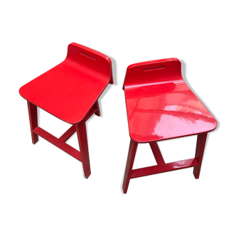 Lot de deux tabourets design rouge