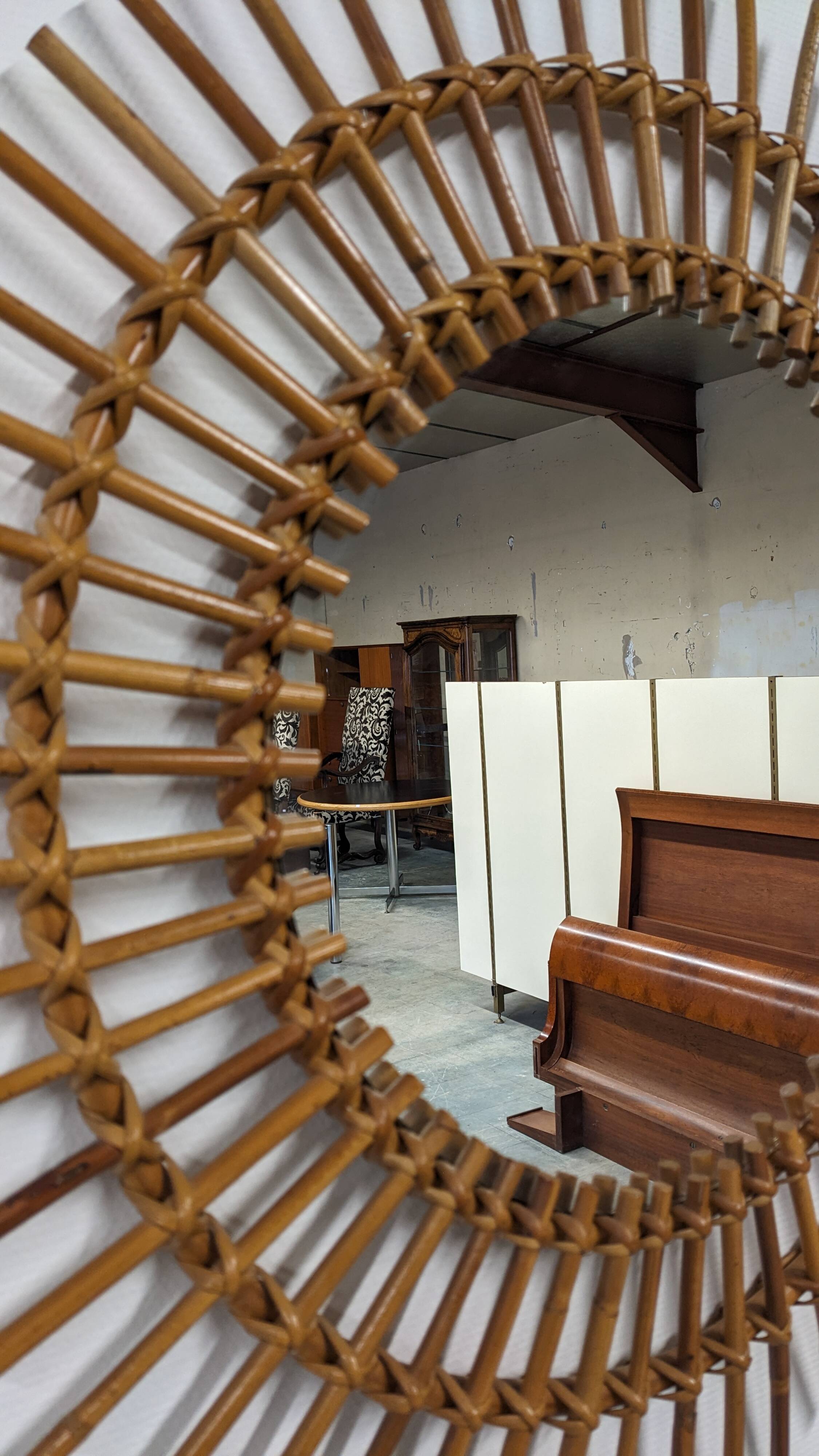 XL rattan sun mirror from the 50s/60s