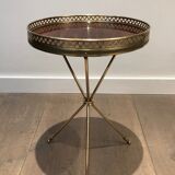 Round brass and mahogany sofa end from Jansen