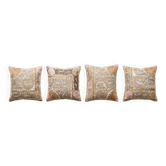 Lot de 4 housses de coussin brodées vintage 55x60 cm