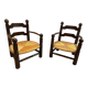 Fauteuil bois et paille Charles Dudouyt