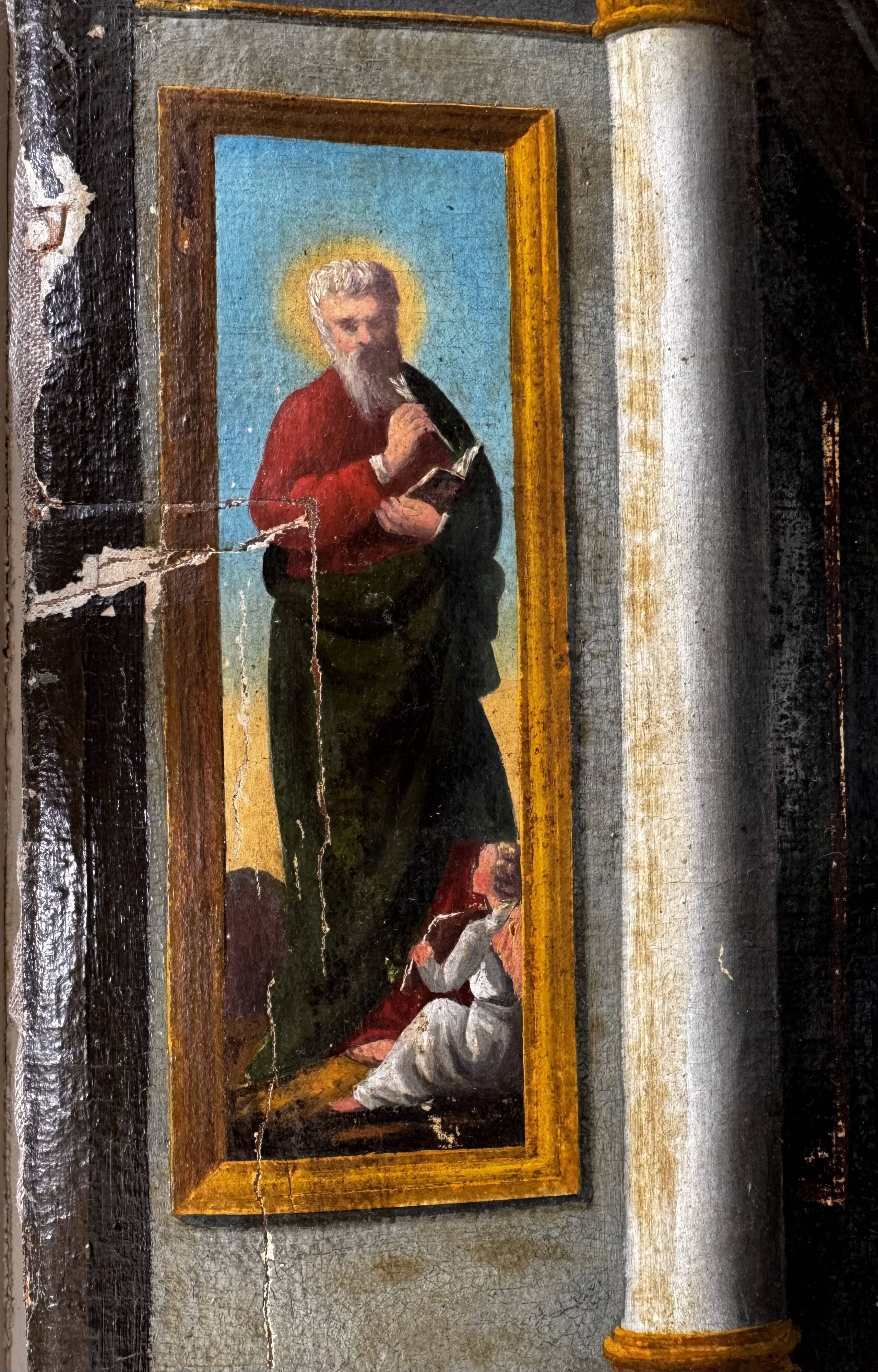 Interieur d'eglise - tableau italien  du milieu du XIXe siecle