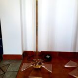 Pair of plexiglass and brass floor lamps