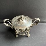 Sugar bowl/Candy bowl – Engraved crystal and silver metal