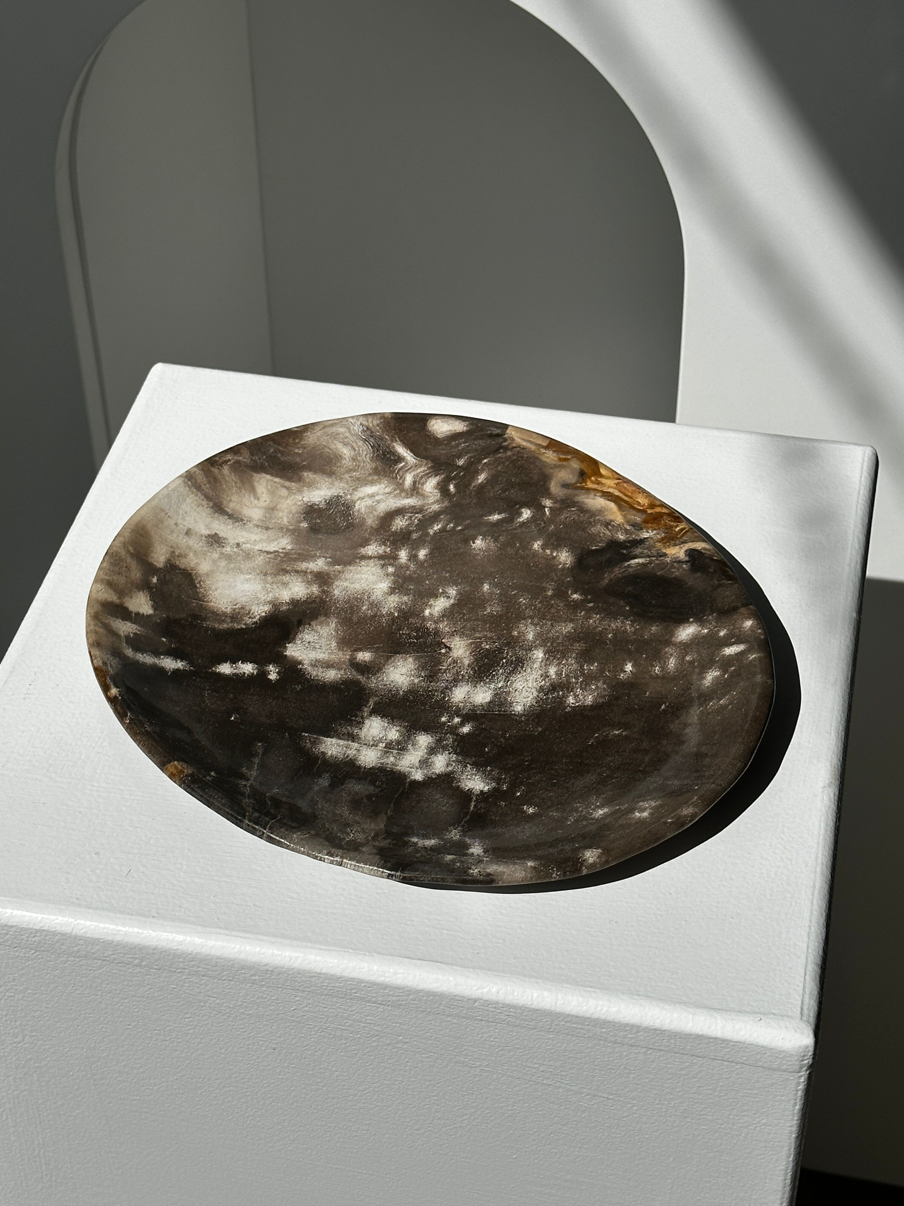 Dish in petrified wood