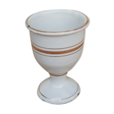 Antique vintage white and gold enamel egg cup