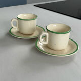 Set of 6 vintage speckled beige and green espresso cups – coffee service