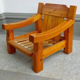 brutalistic swedish armchair  in pine from the 70s