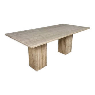 Vintage Italian Travertine Dining Table, 1970s