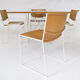 Minimalist Modernist dining set 4 wire chairs with maple wood and matching dining table,1980s