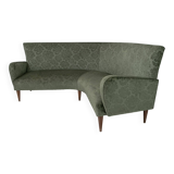 Mid-Century Modern Italian Damask Velvet Corner Sofa, 1950s