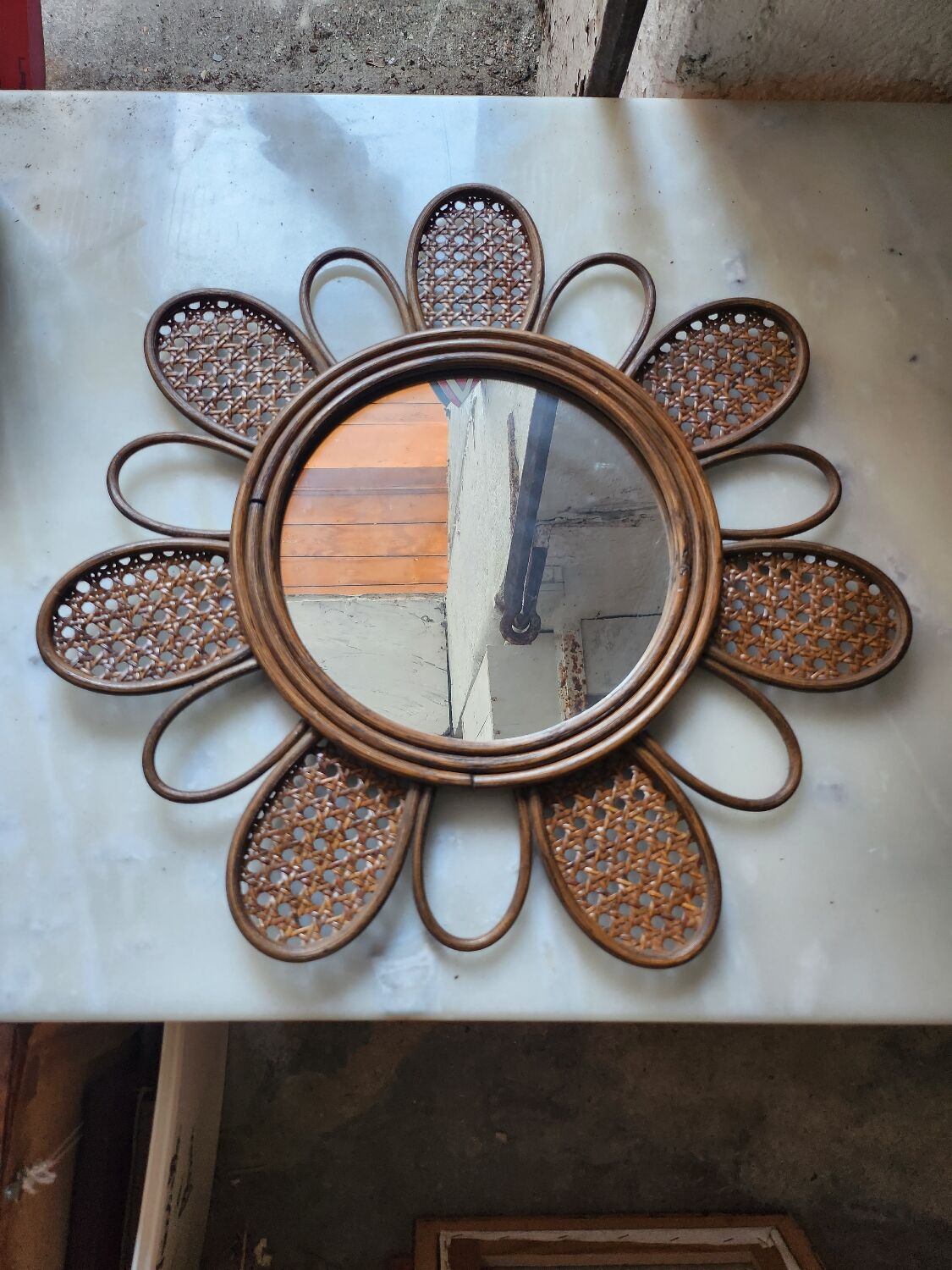 Rattan mirror from the 70s