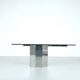 Glass table on chrome base, Italy - 1970s