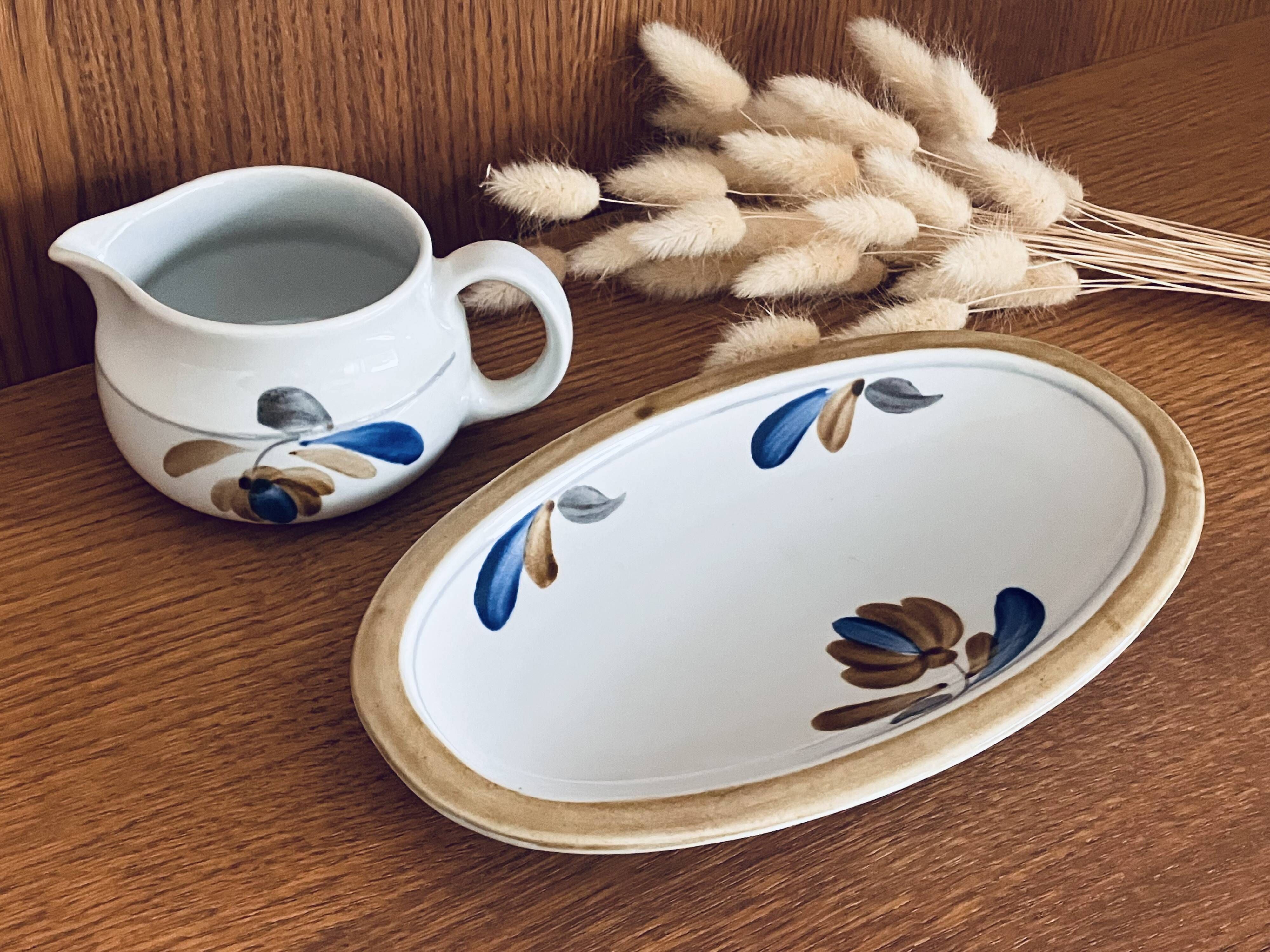 Milk jug and dish Boch Belgium La Louvière Keramis 1970s