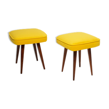 Set of two yellow velvet bedside stools, mid-century, Europe, 1960s.