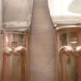 Ens.de  7 couteaux de table & 5 couteaux a fruits/fromage en met.argente styl art deco