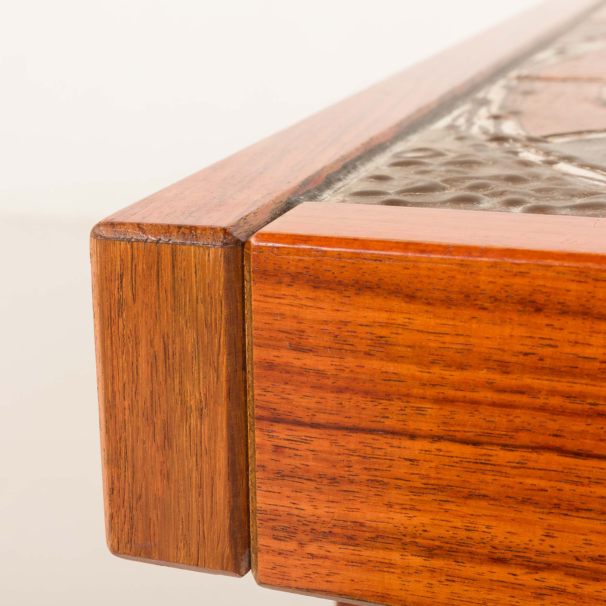 Ox Art extra large coffee table in teak and ceramic tiles, Denmark 1970s