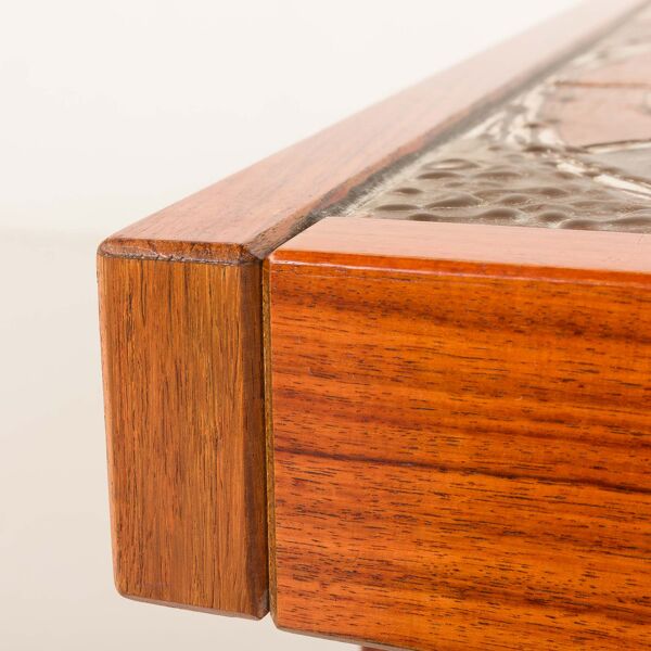 Table basse extra large Ox Art en teck et carreaux de céramique, Danemark, années 1970