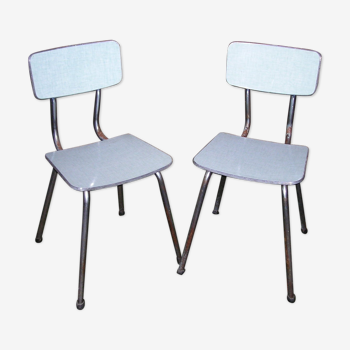 Pair of chrome chairs in formica Plastilux