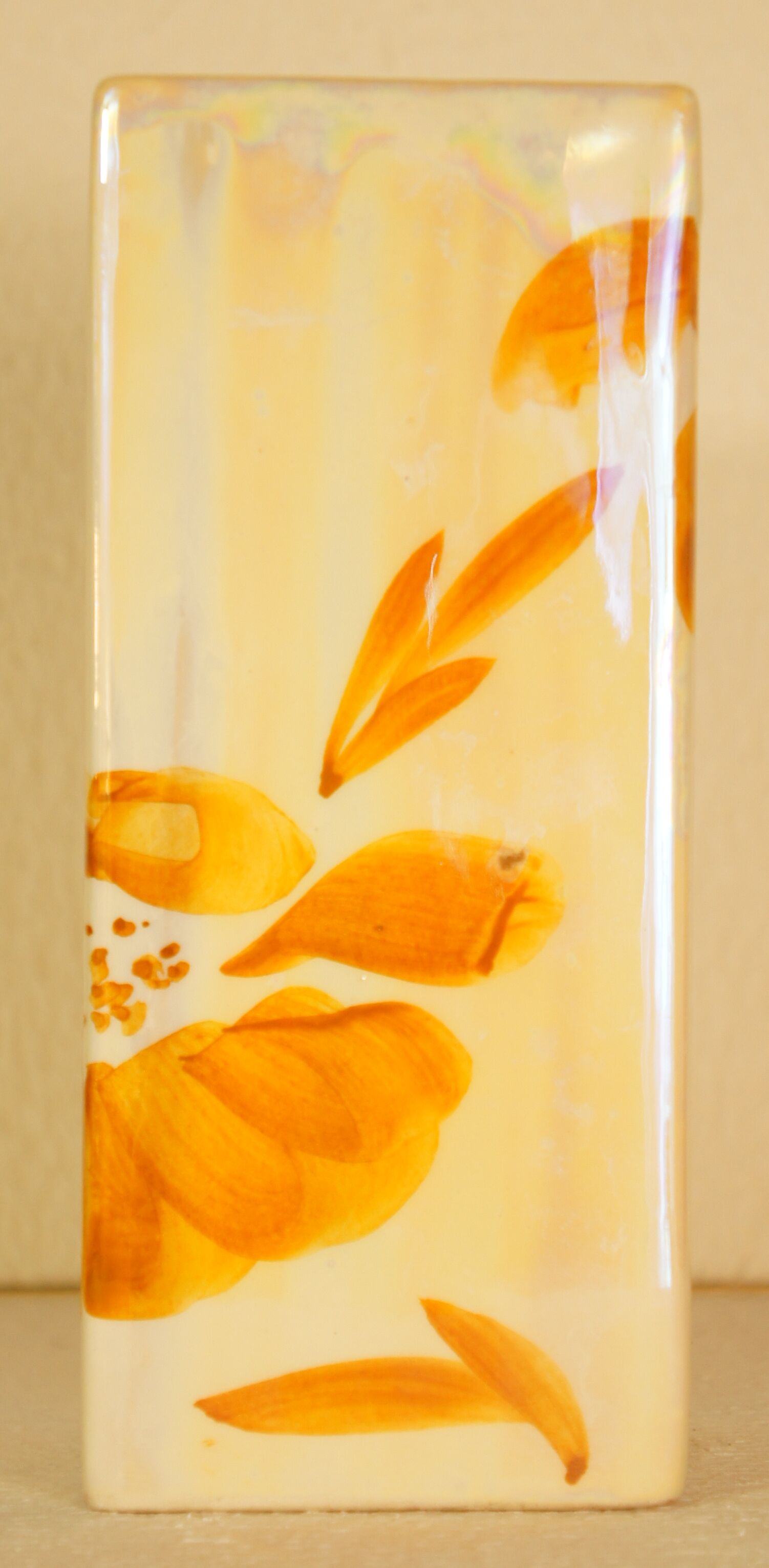 Soceram iridescent cubic vase