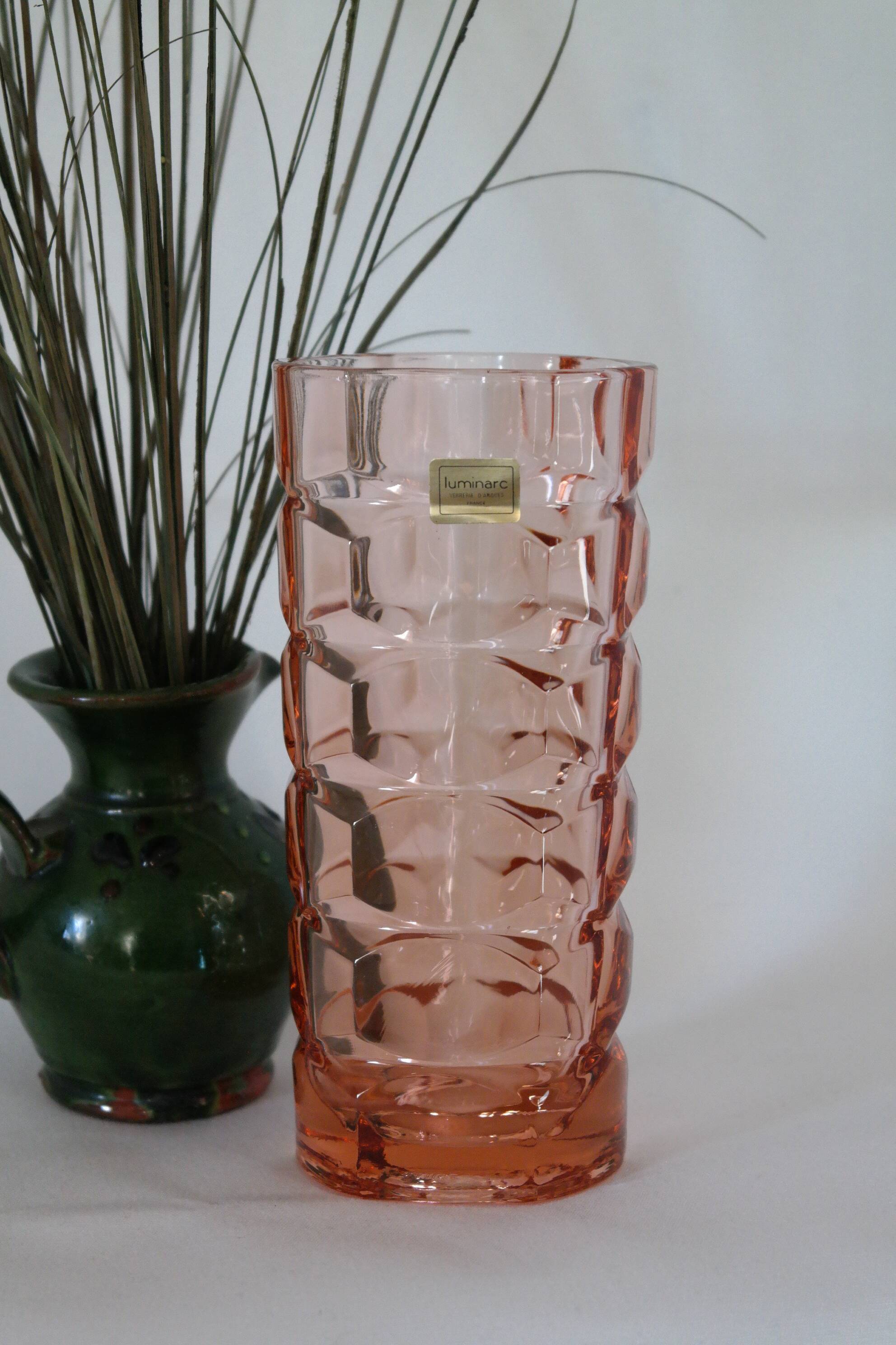 Vase luminarc vintage verrerie d'Arques France