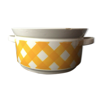 Sarreguemines soup bowl with yellow decoration