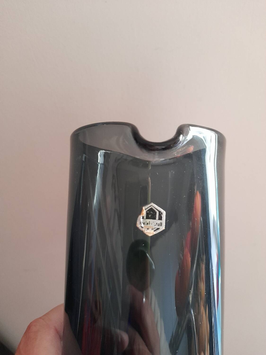 Danish pitcher in blue-grey smoked glass