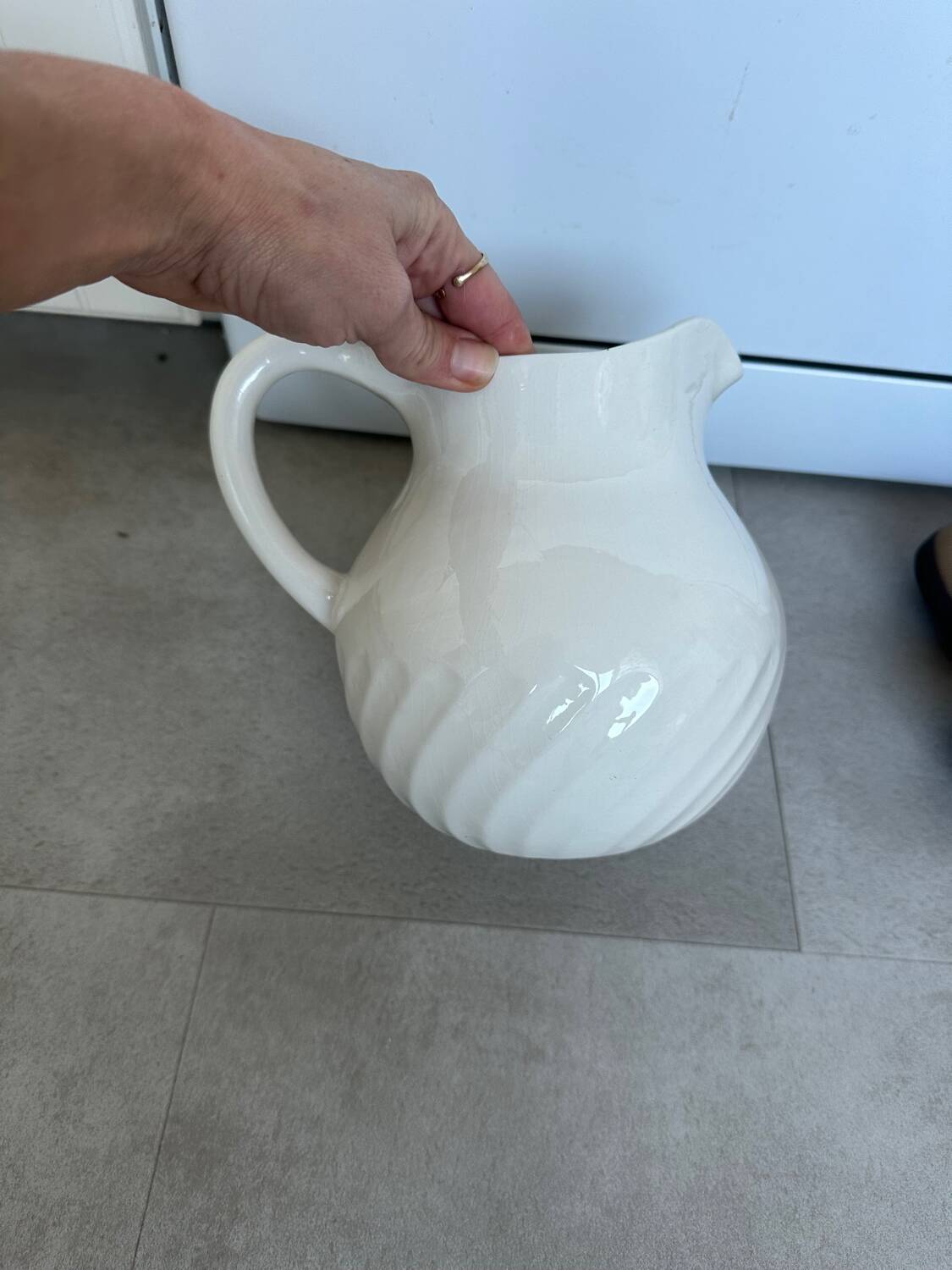 Large vintage earthenware pitcher
