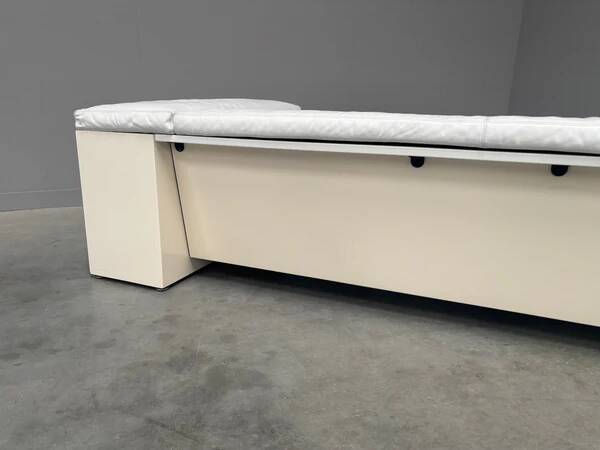 Canapé Brigadier Knoll en cuir blanc, années 1980