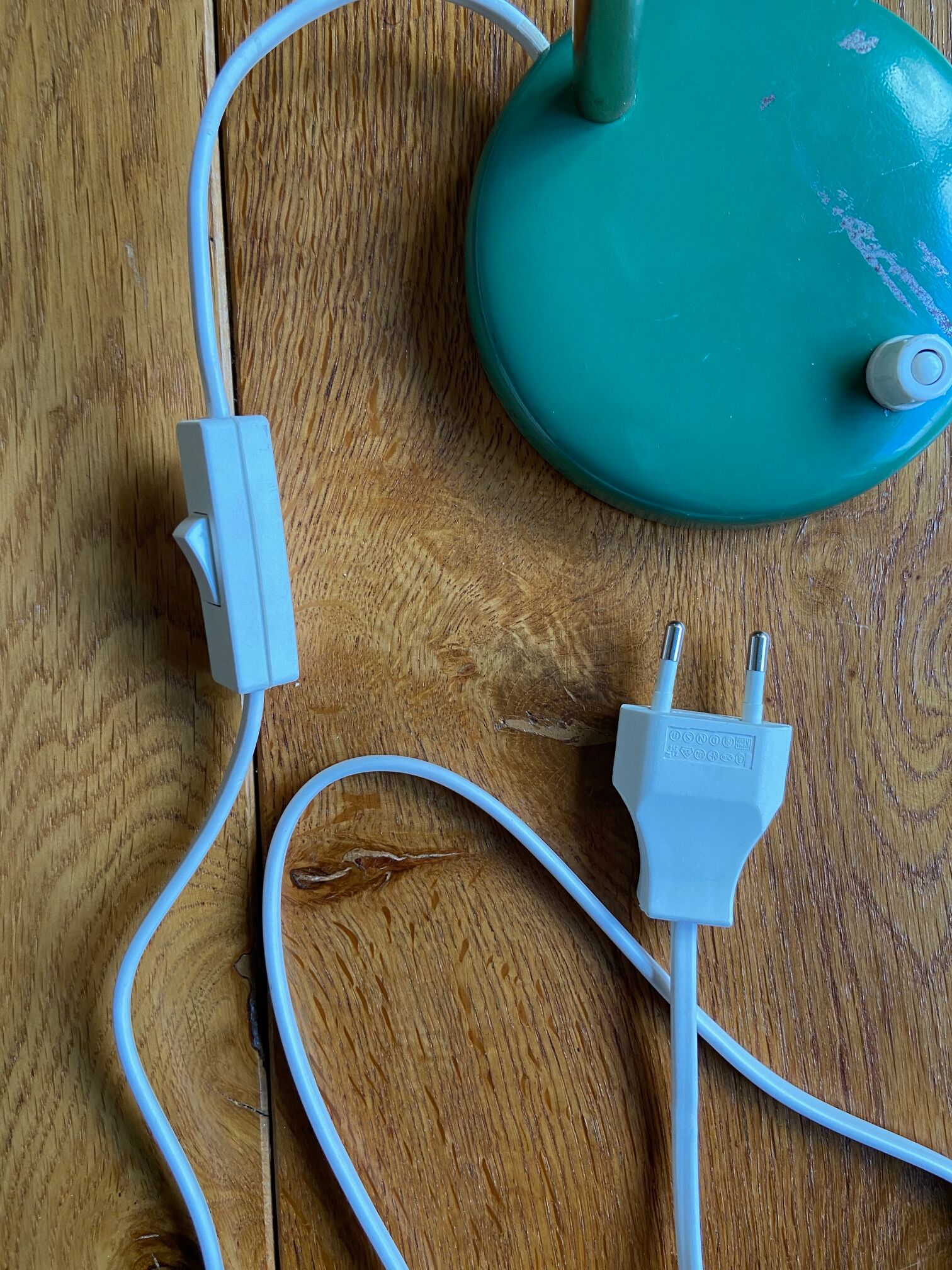 Green enamelled desk lamp