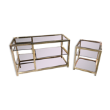 Storage modules in brass and smoked glass design 70s