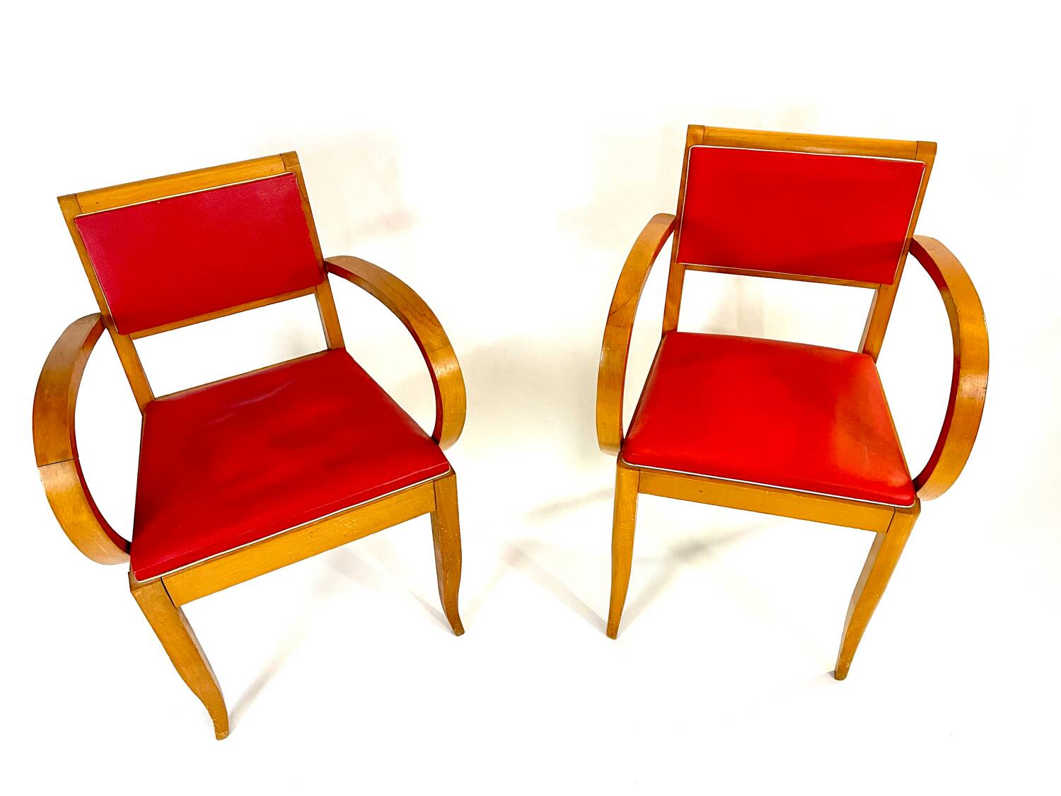 Pair of 50s Red Bridge Armchairs